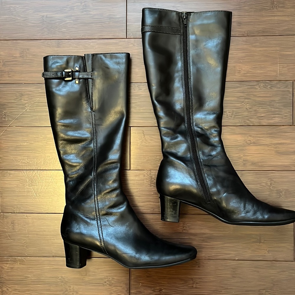 Ecco Black Leather Tall Boots